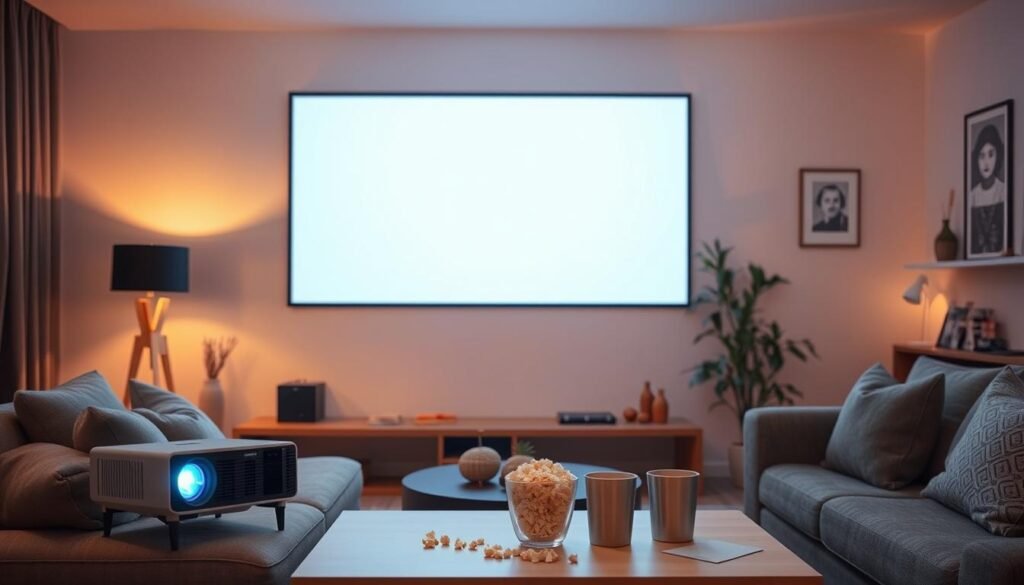 Portable projector displaying HD resolution content